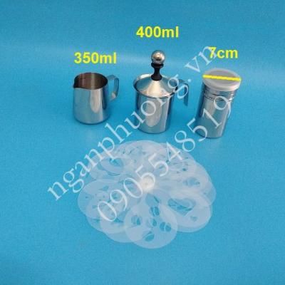COMBO 4 DỤNG CỤ INOX ĐÁNH BỌT SỮA, RÓT SỮA, TẠO ART (CA INOX 350ML)
