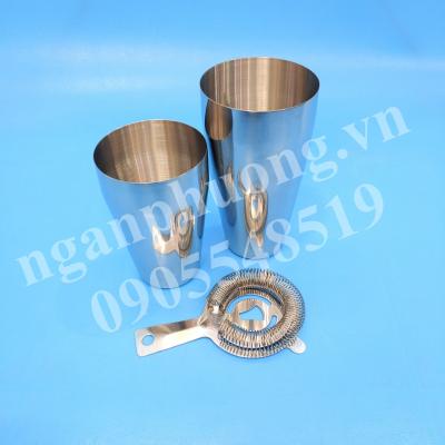 COMBO SHAKER 2 MẢNH INOX VÀ DỤNG CỤ CHẶN ĐÁ INOX NGẮN
